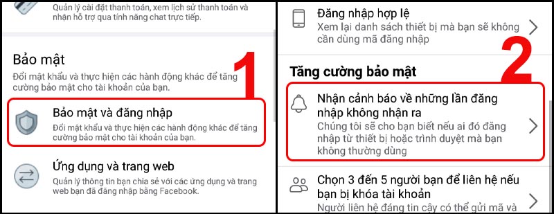 Truy cập vào mục nhận cảnh báo về những lần đăng nhập không nhận ra